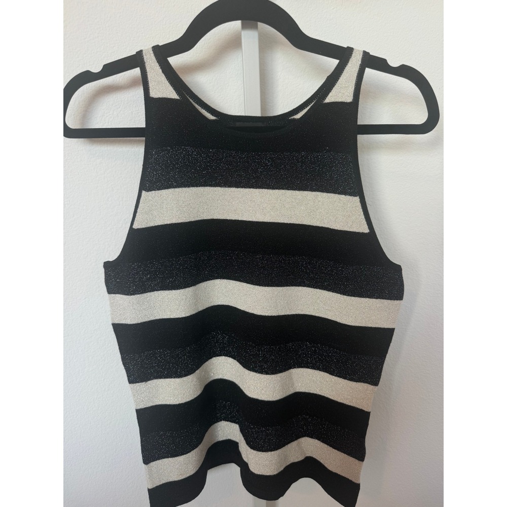 Vintage INC International Concepts Metallic Stripe Knit Tank Top M Y2K Going Out - Picture 2 of 8